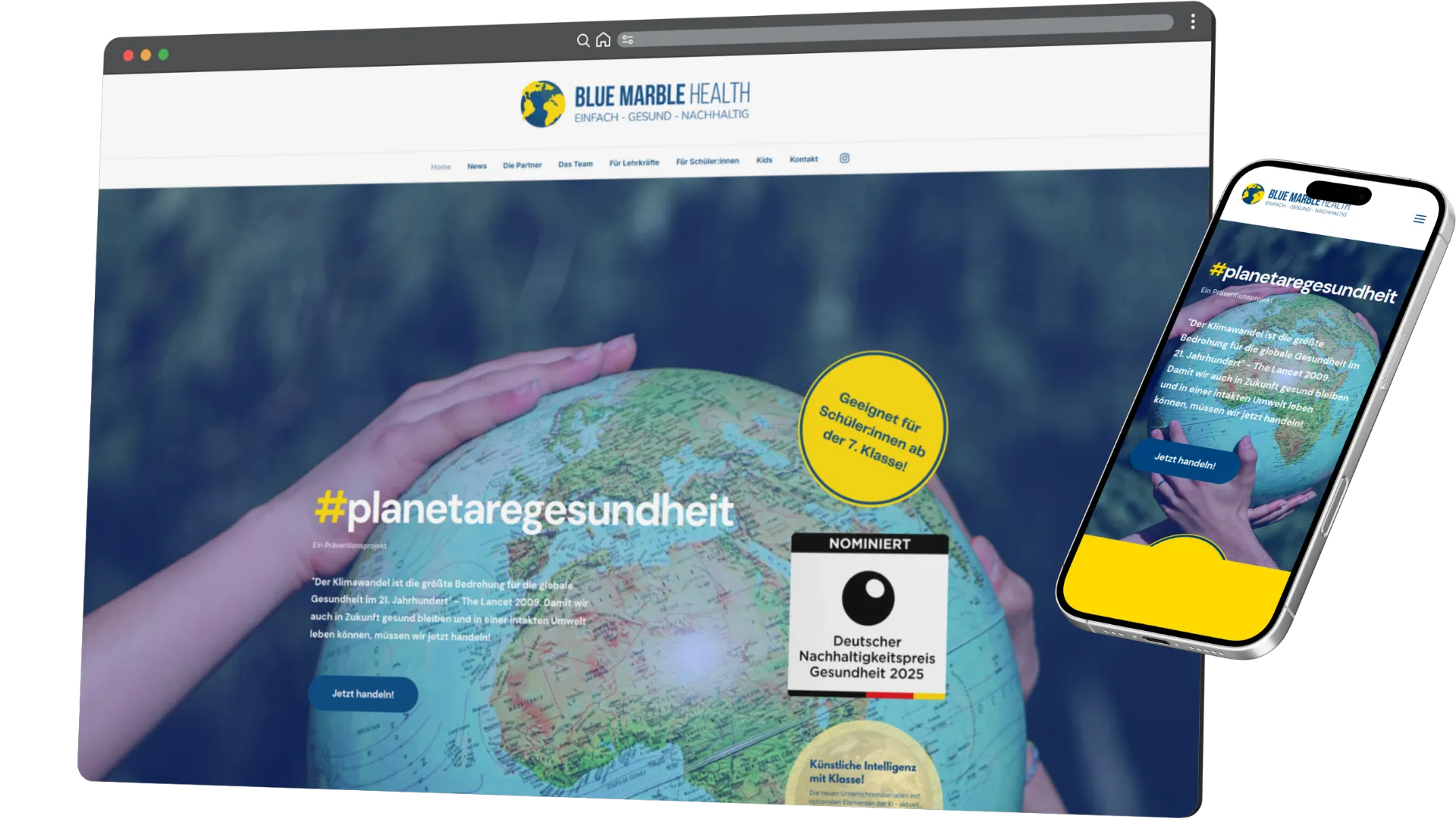 Screenshot der Website Blue Marble Health